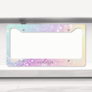 Glam Iridescent Glitter Personalised Colourful Licence Plate Frame