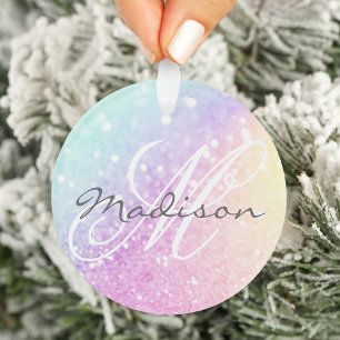Glam Iridescent Glitter Personalised Colourful Ornament