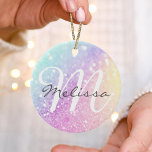 Glam Iridescent Glitter Personalized Colorful Ceramic Tree Decoration<br><div class="desc">Easily personalize this elegant colorful bokeh glitter pattern with your custom name and/or monogram.</div>
