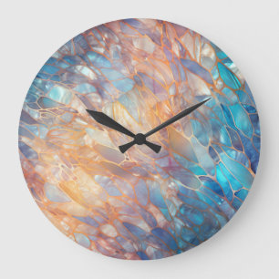 Glam Iridescent Opal Gemstone Elements  Large Clock