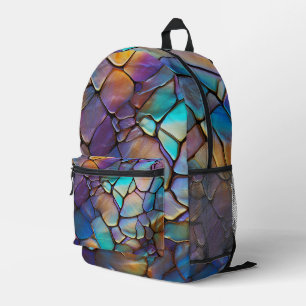 Glam Iridescent Opal Gemstone Stained Glass Printed Backpack