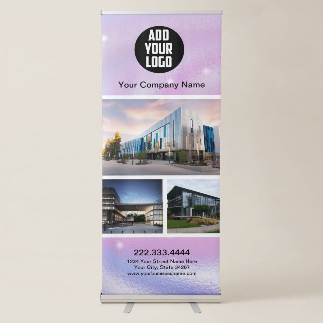 Glam Iridescent Sparkle Holographic  Retractable B Banner (Front)