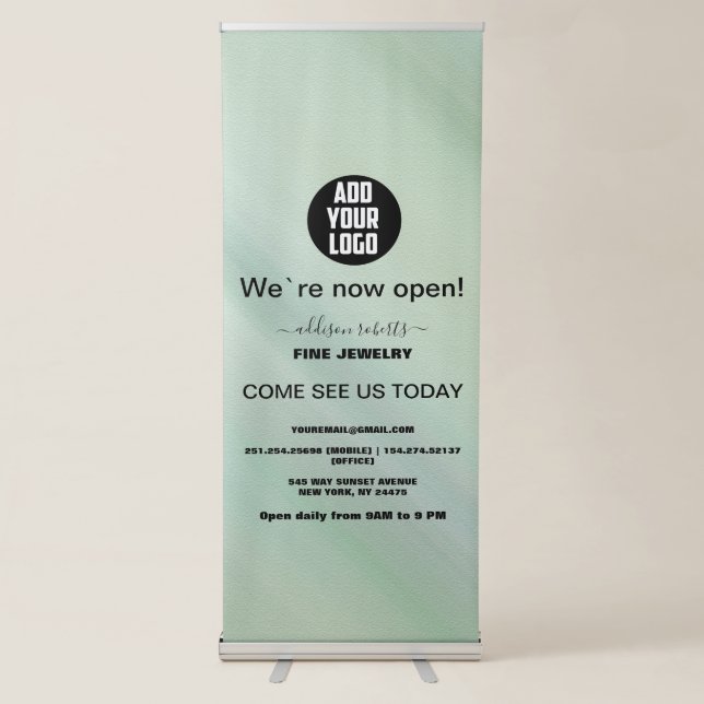 Glam Iridescent Sparkle Holographic  Retractable B Banner (Front)