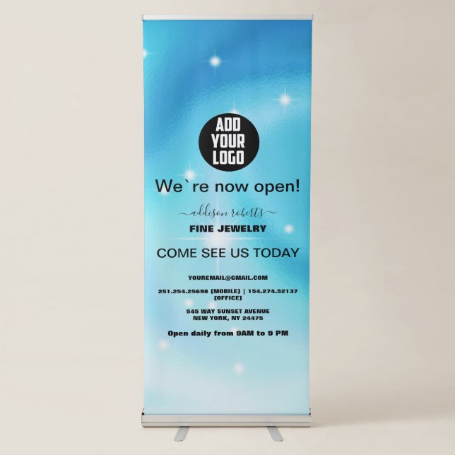 Glam Iridescent Sparkle Holographic   Retractable Banner (Front)