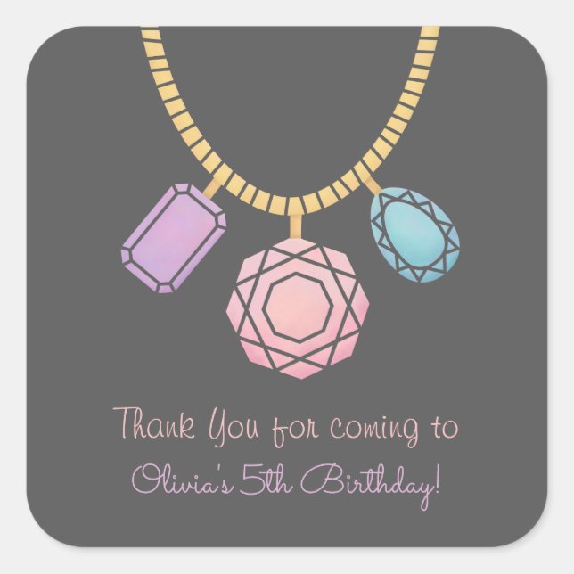 Glam Jewel Jewellery Girls Birthday Party Stickers (Front)