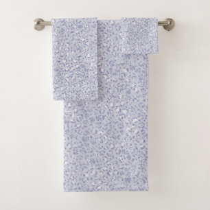 Glam Lavender Lilac Purple Leopard Print Glitter   Bath Towel Set