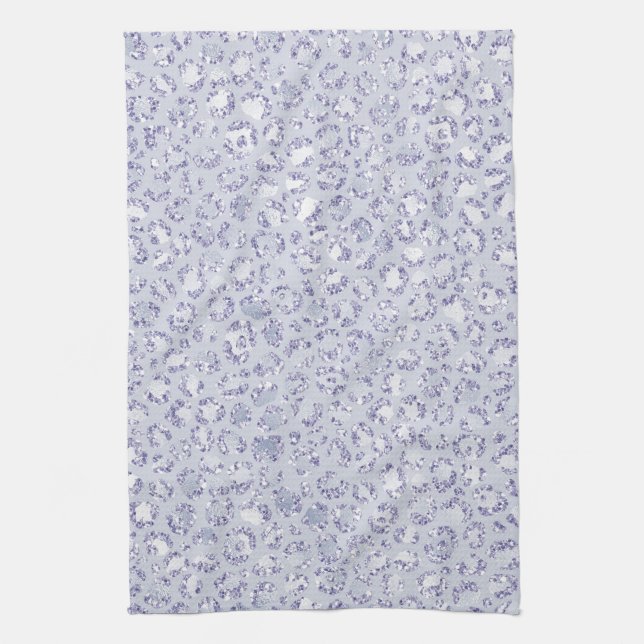 Glam Lavender Lilac Purple Leopard Print Glitter   Tea Towel (Vertical)