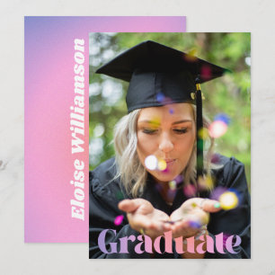 Glam Lavender Pink Photo Overlay Graduation  Announcement