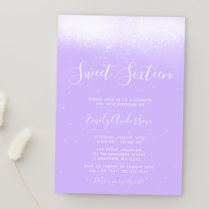 Glam Lavender Purple Sweet 16 Invitation
