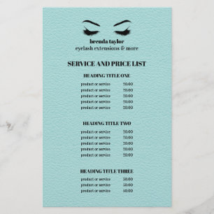 Glam LEATHER AQUA EYELASH SALON SERVICE LIST Flyer