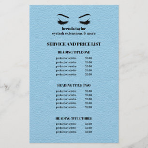 Glam LEATHER BLUE EYELASH SALON SERVICE LIST Flyer