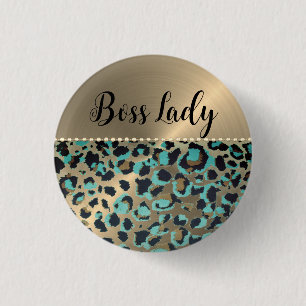 "Glam Leopard Boss Lady    3 Cm Round Badge