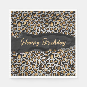Glam Leopard Happy Birthday Napkin