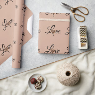 Glam Leopard Heart Love Design Wrapping Paper