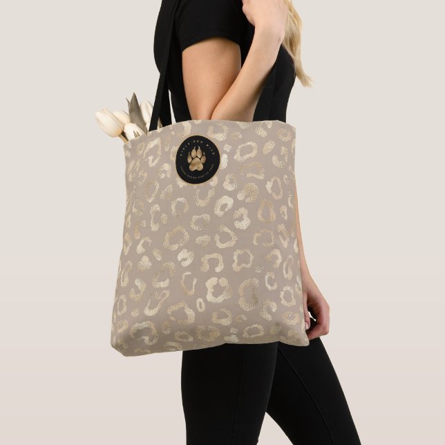 Glam Leopard Spot Pattern Safari Gold ID1154 Tote Bag (Close Up)