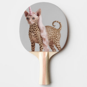 Glam Leopard Unicorn Cat in Pink Fur Heels Ping Pong Paddle