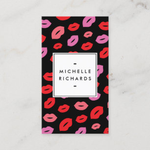 Glam Lip Print Makeup Artist Beauty Pink/Red/Black Business Card