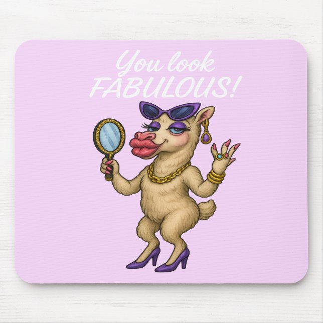 Glam Llama – Fabulous from Head to Hoof Mouse Mat (Front)
