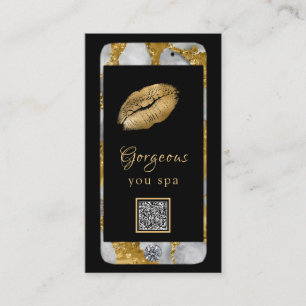 *~* Glam Luxe Cell Phone Gold QR LOGO Photo Business Card