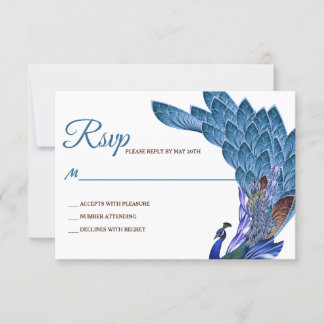 Glam & Luxe Peacock Wedding RSVP Card