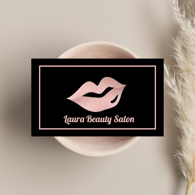 Glam Luxury Rose Gold & Black Makeup Artist  Business Card (Creator Uploaded)