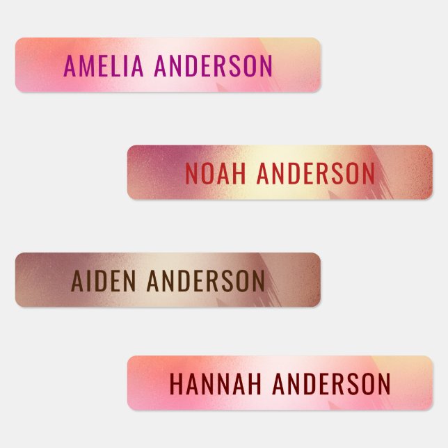 Glam Luxury Rose Gold Waterproof Name Labels (Group)