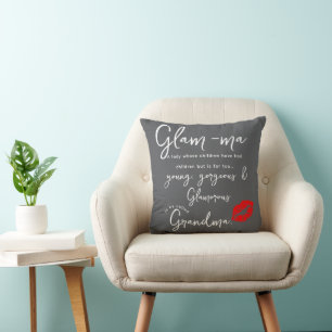 Glam-ma Funny Gift for Stylish Grandma, Christmas Cushion