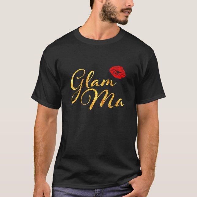 Glam Ma Glamourous Granny Nana Grandmothers Red Li T-Shirt (Front)
