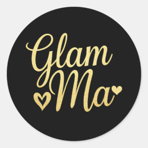 Glam Ma Heart Gold Mum Grandma Mother's Day Classic Round Sticker