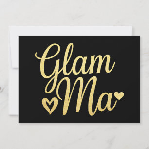 Glam Ma Heart Gold Mum Grandma Mother's Day Invitation