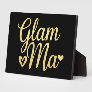 Glam Ma Heart Gold Mum Grandma Mother's Day Plaque