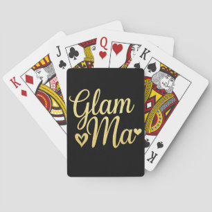 Glam Ma Heart Gold Mum Grandma Mother's Day Playing Cards