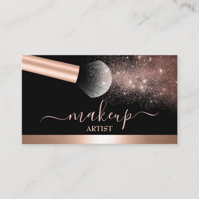 Glam Makeup Artist Salon Rose Gold Business Card (Front)