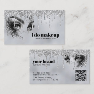 Glam Makeup dripping silver glitter Business Card