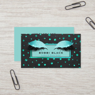 Glam Makeup Eyelash Extensions Teal Black Business Card