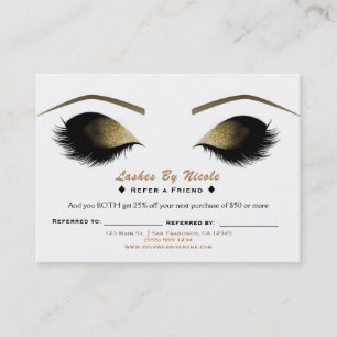 Glam Makeup Eyelashes Refer a Friend Aftercare Referral Card