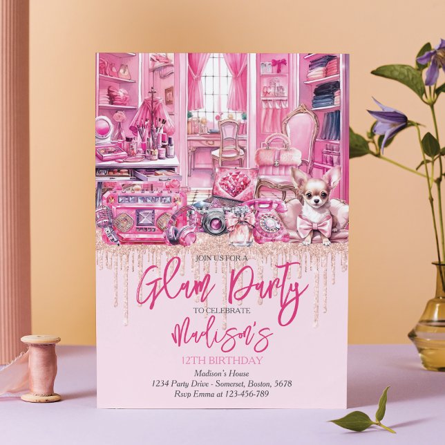 Glam Makeup Girl Birthday Party Invitation (Creator Uploaded)