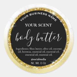 Glam Marble Gold Glitter Black Body Butter Labels