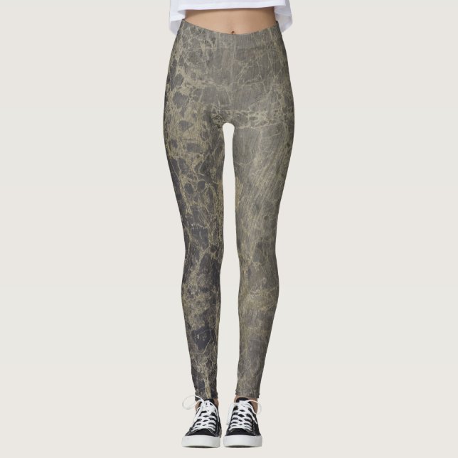 Glam Marble Granite Shimmer Elegant Designer Style Leggings (Front)