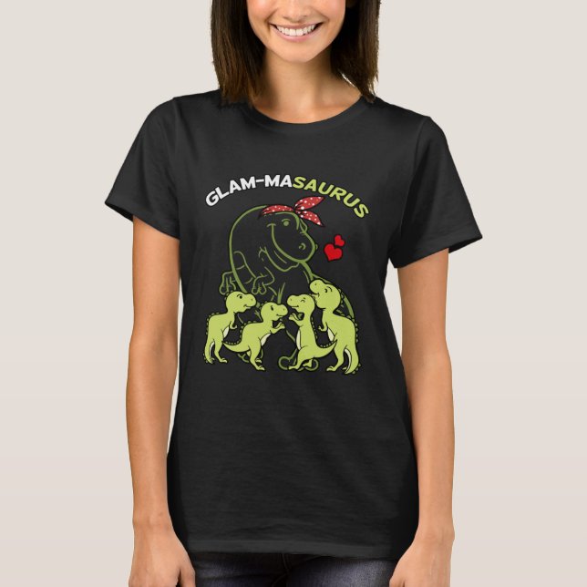 Glam-Masaurus Glam-Ma 4 Kids Dinosaur Mother's Day T-Shirt (Front)