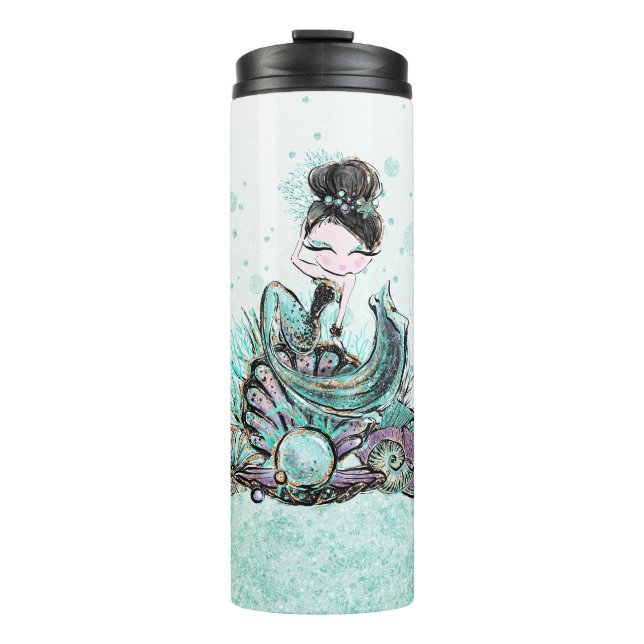 *~* Glam Mermaid Glitter Girly Sea Thermal Tumbler (Front)