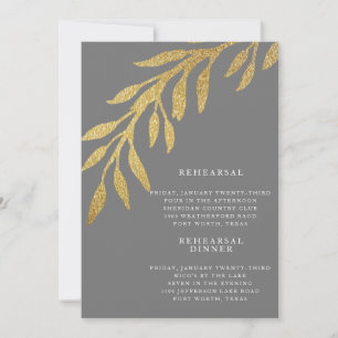 Glam Metallic Gold and Silver Wedding Rehearsal  Invitation
