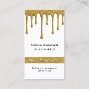 Glam Metallic Gold Glitter Drips Business Card