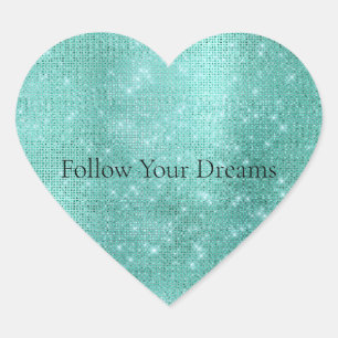 Glam Mint Sparkle Heart Sticker