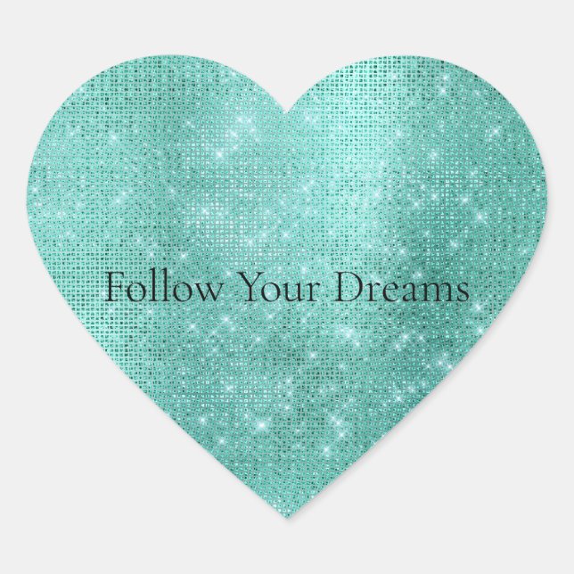 Glam Mint Sparkle Heart Sticker (Front)