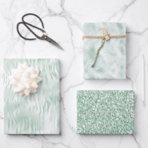 Glam Mint Zebra Print Wrapping Paper Sheet