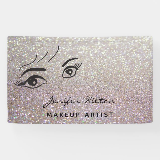 Glam modern chic glittery eyelashes & eyebrow banner (Horizontal)