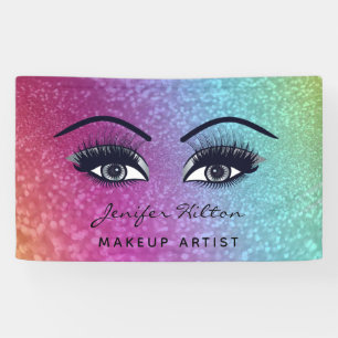 Glam modern  glittery rainbow eyelashes & eyebrow banner