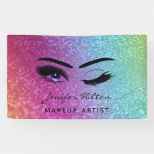 Glam modern glittery rainbow eyelashes & eyebrow banner