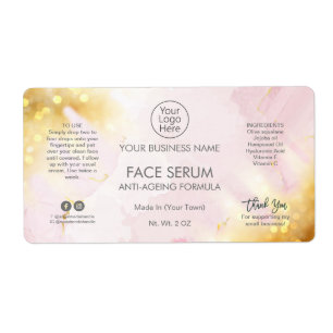 Glam Modern Pink Gold Face And Hair Serum Label